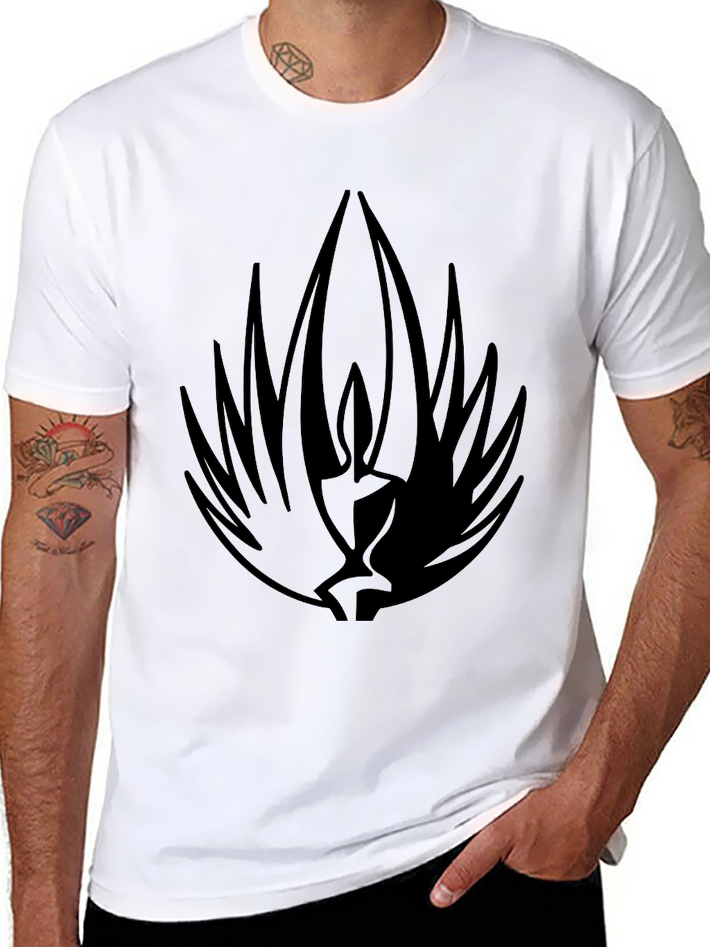 Mens Black T-Shirt with Abstract Graphic