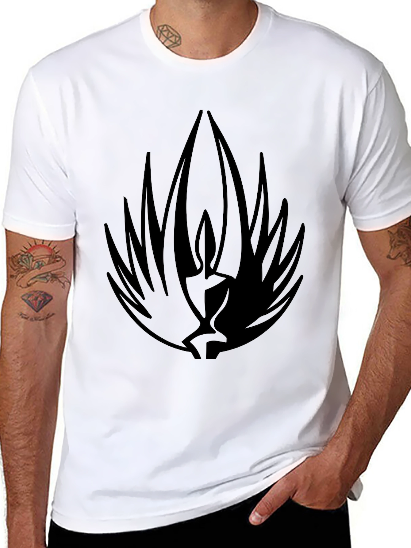 Mens Black T-Shirt with Abstract Graphic