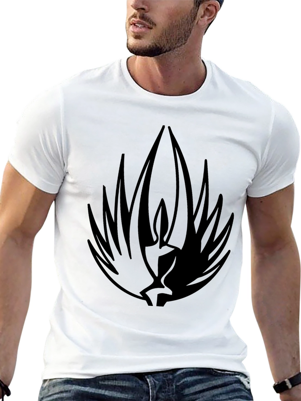Mens Black T-Shirt with Abstract Graphic