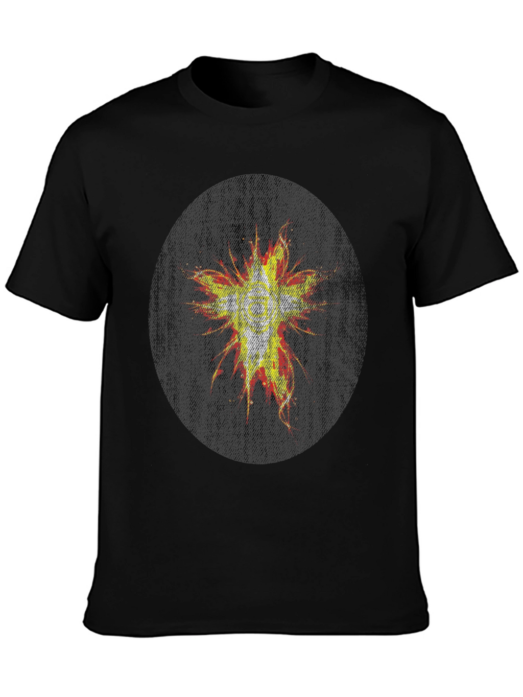 Mens Black Graphic Tee - Abstract Burst Design