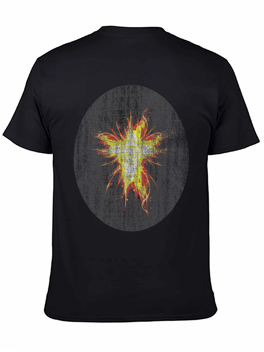 Mens Black Graphic Tee - Abstract Burst Design
