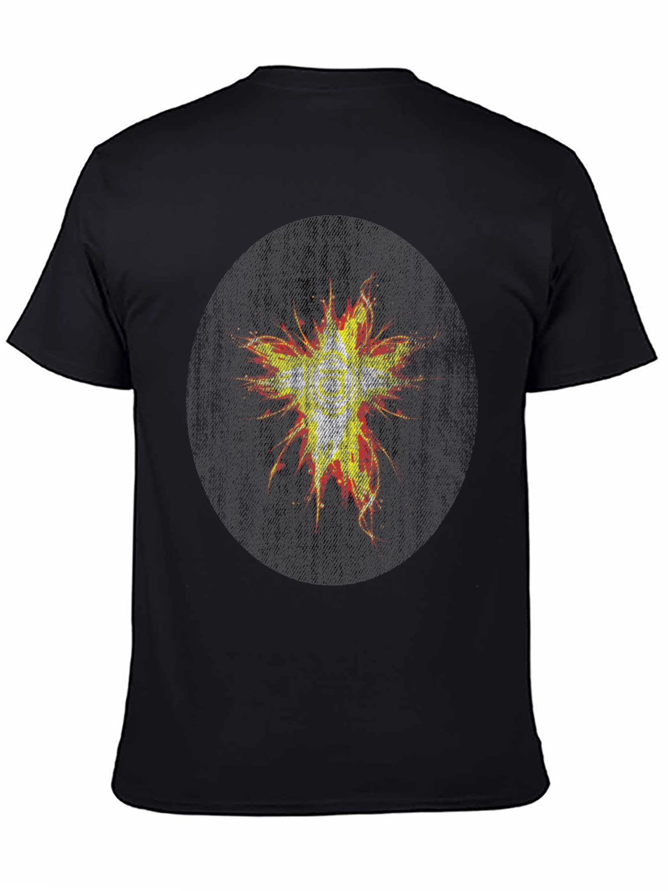 Mens Black Graphic Tee - Abstract Burst Design