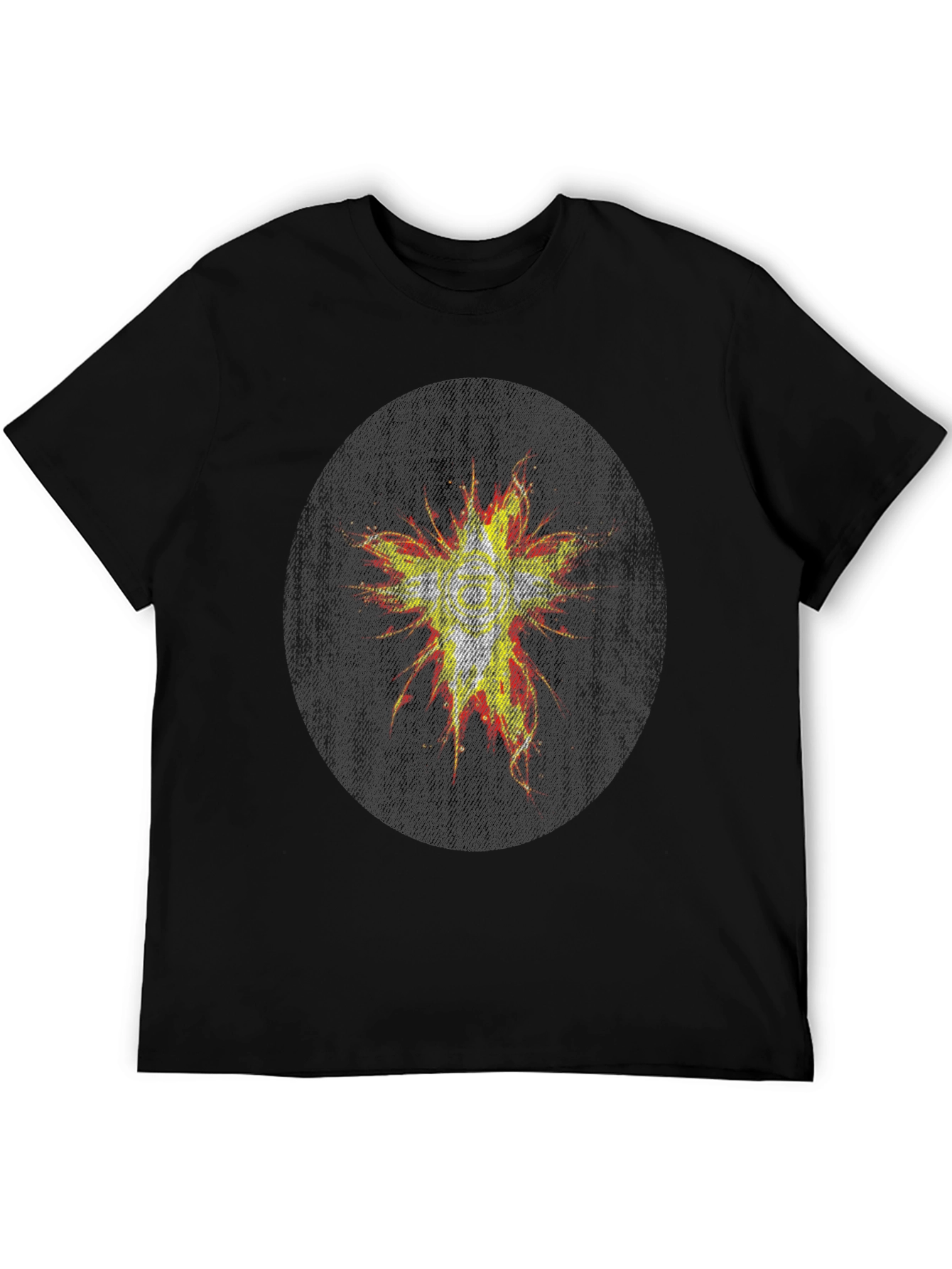 Mens Black Graphic Tee - Abstract Burst Design