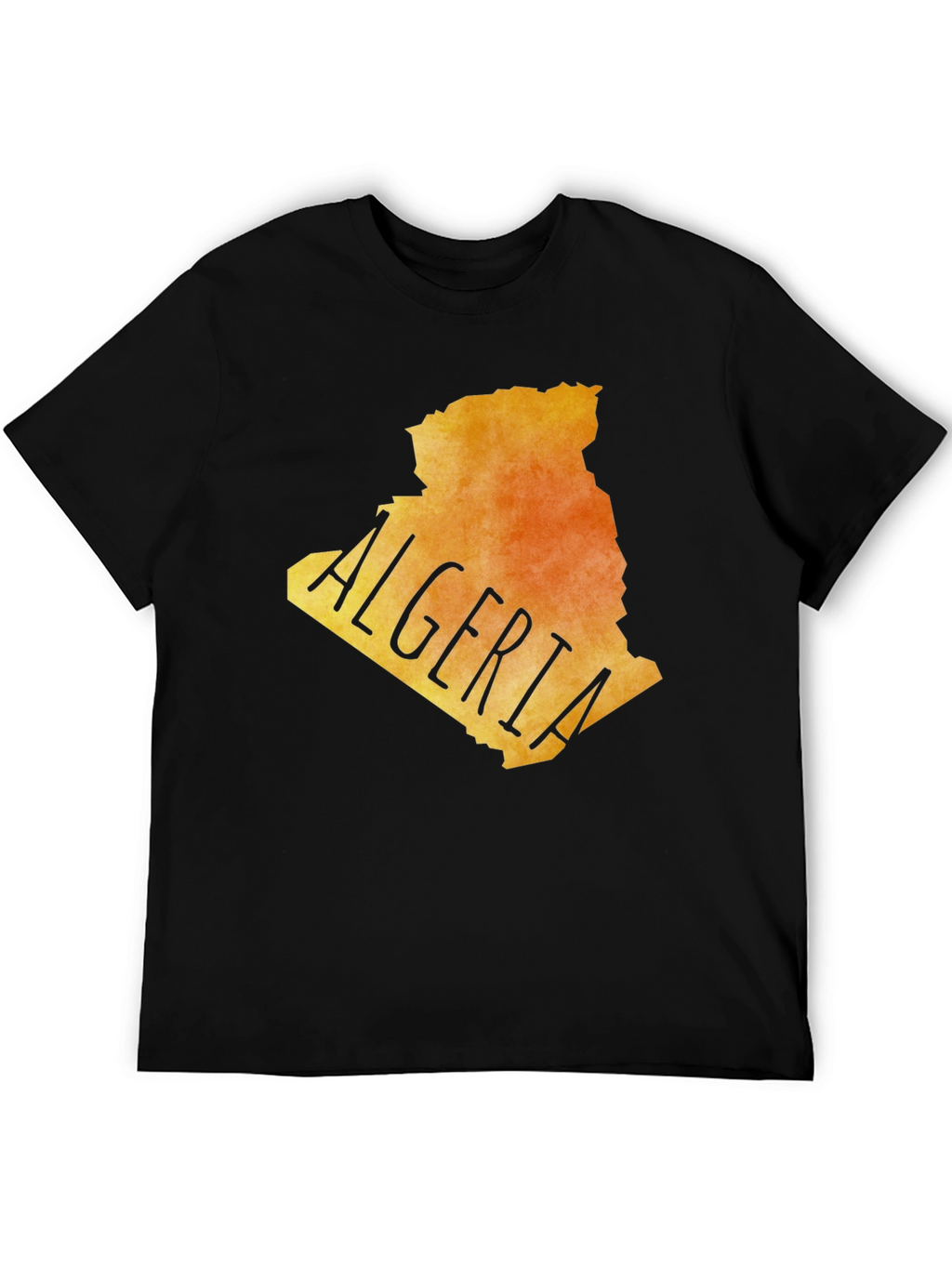 Algeria Map Graphic Tee - Black Cotton Blend T-Shirt