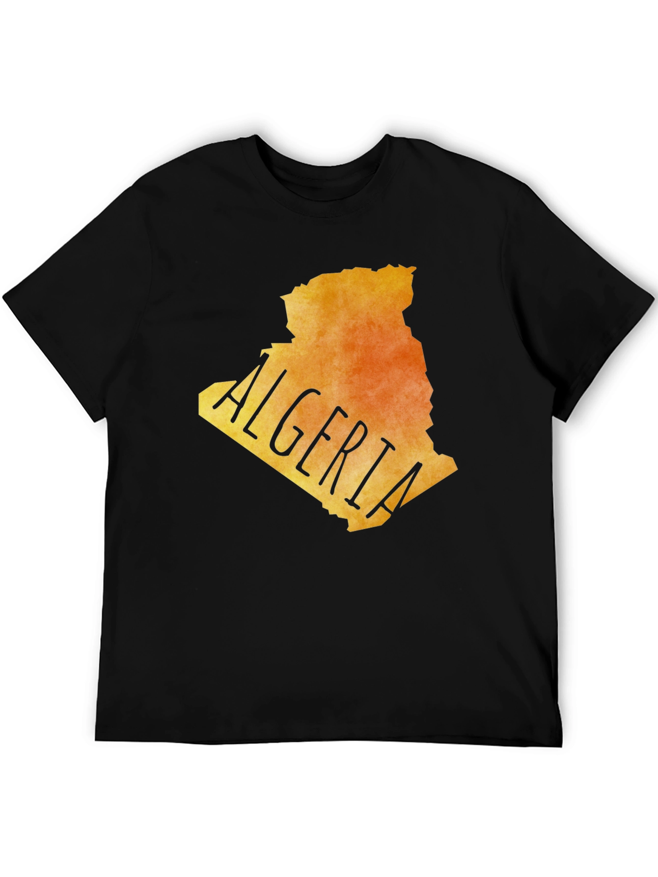 Algeria Map Graphic Tee - Black Cotton Blend T-Shirt