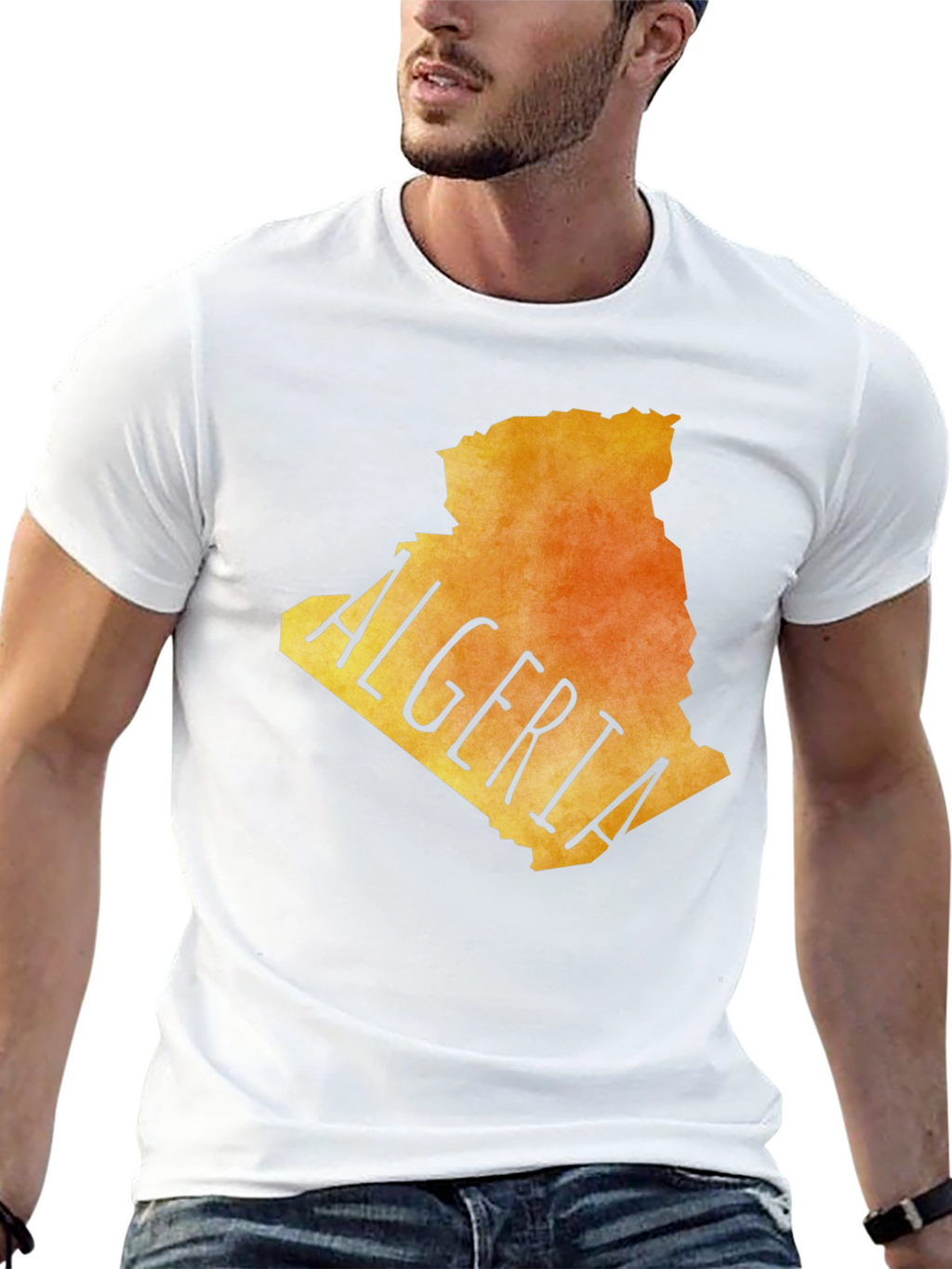 Algeria Map Graphic Tee - Black Cotton Blend T-Shirt