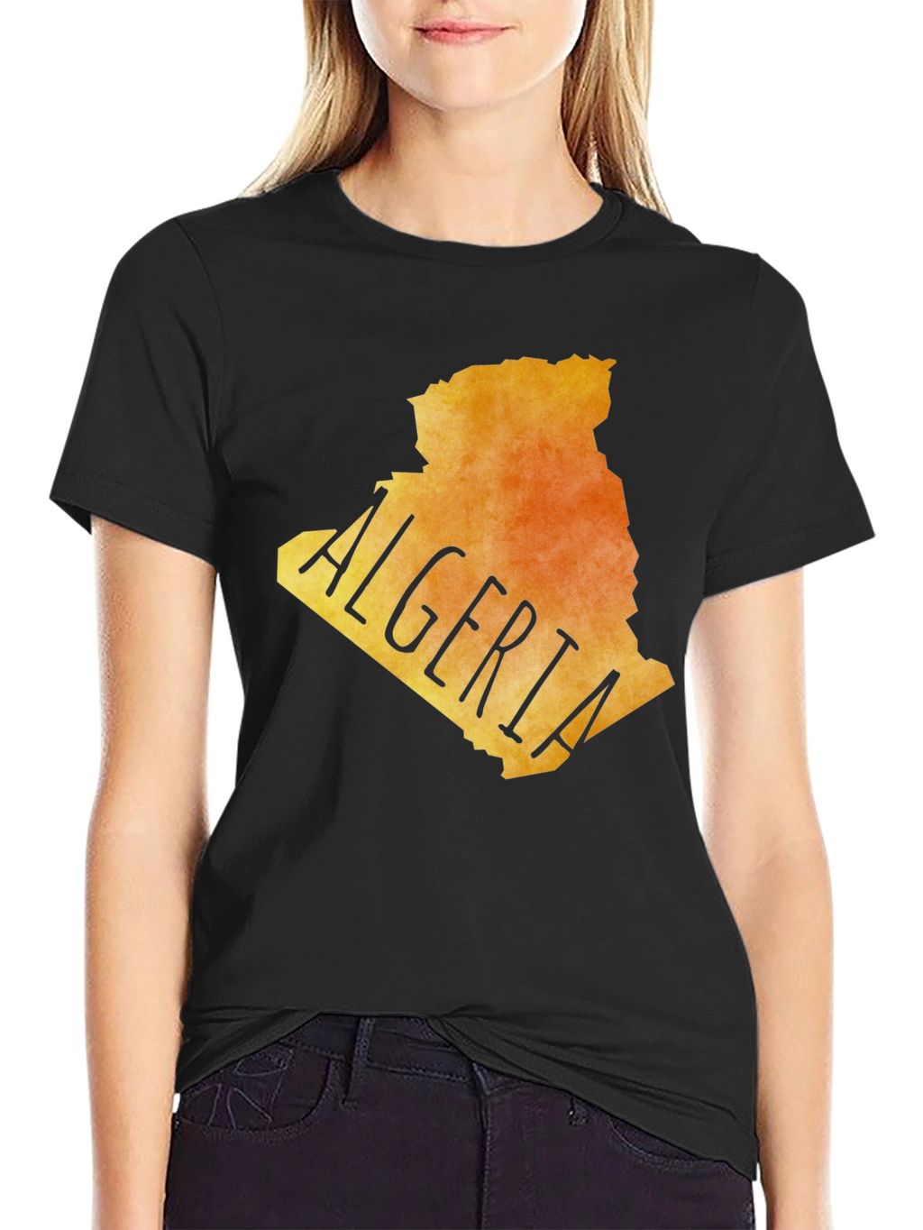Algeria Map Graphic Tee - Black Cotton Blend T-Shirt