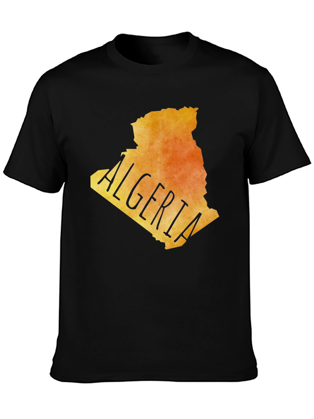 Algeria Map Graphic Tee - Black Cotton Blend T-Shirt