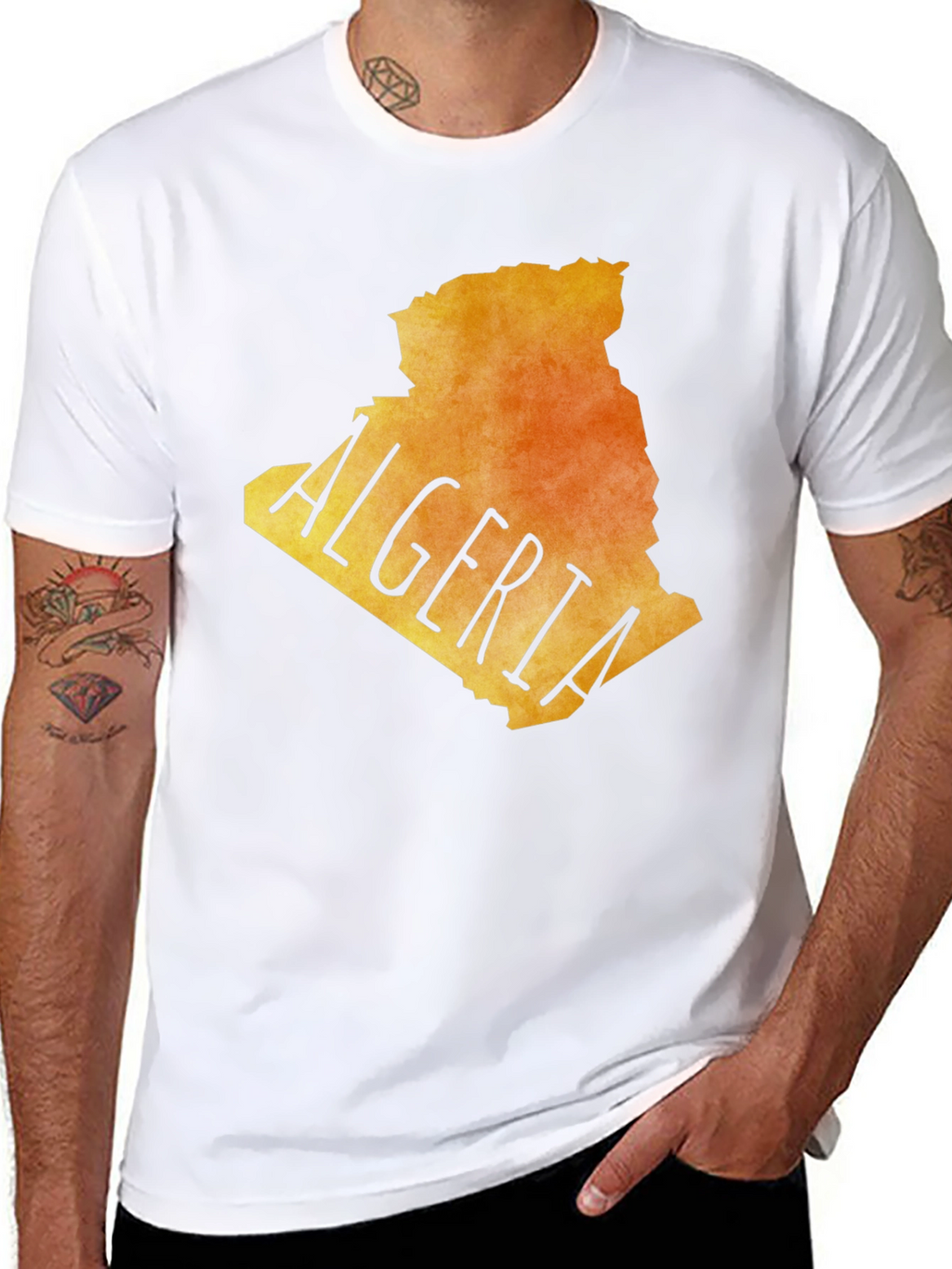Algeria Map Graphic Tee - Black Cotton Blend T-Shirt