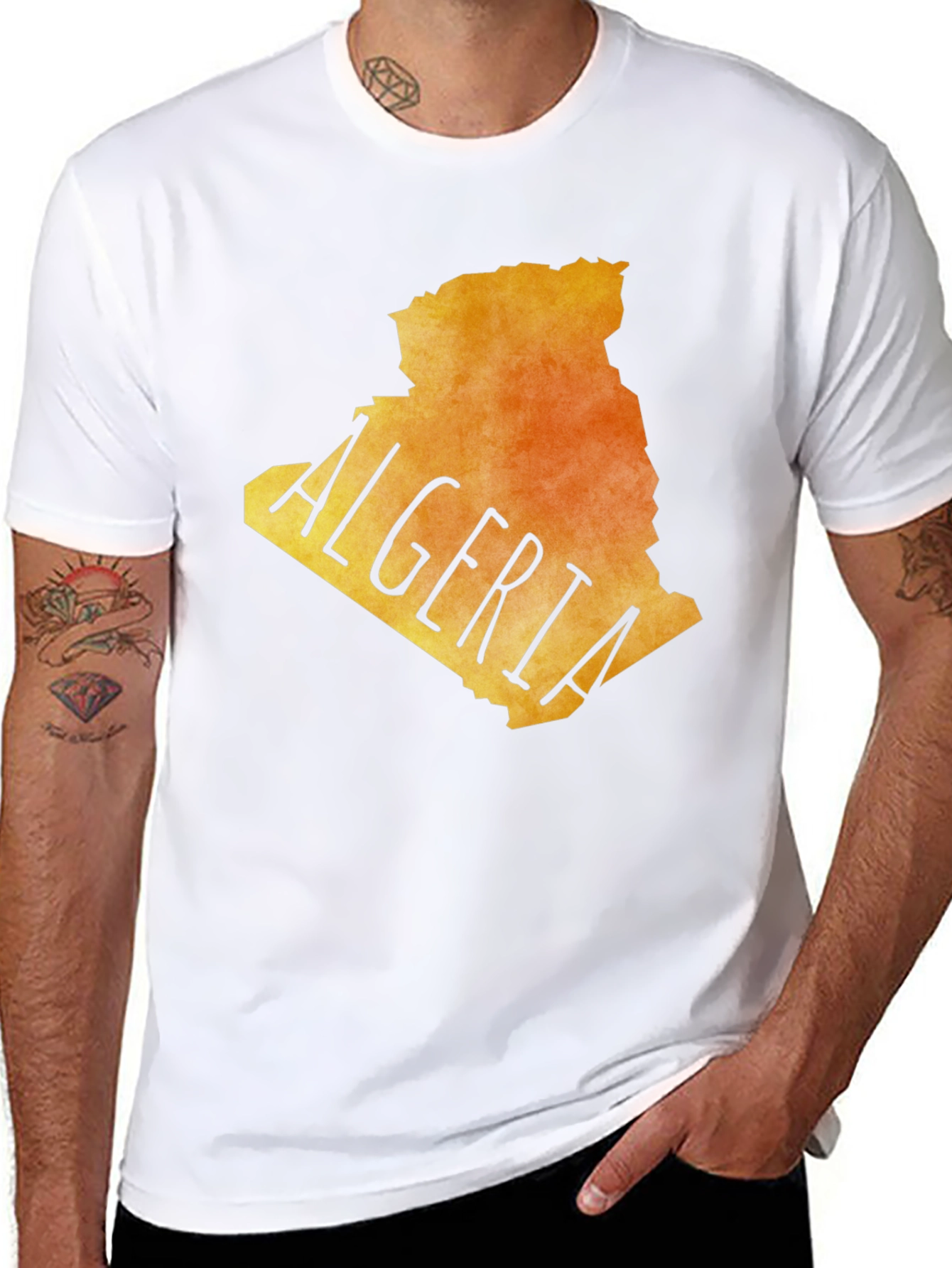 Algeria Map Graphic Tee - Black Cotton Blend T-Shirt