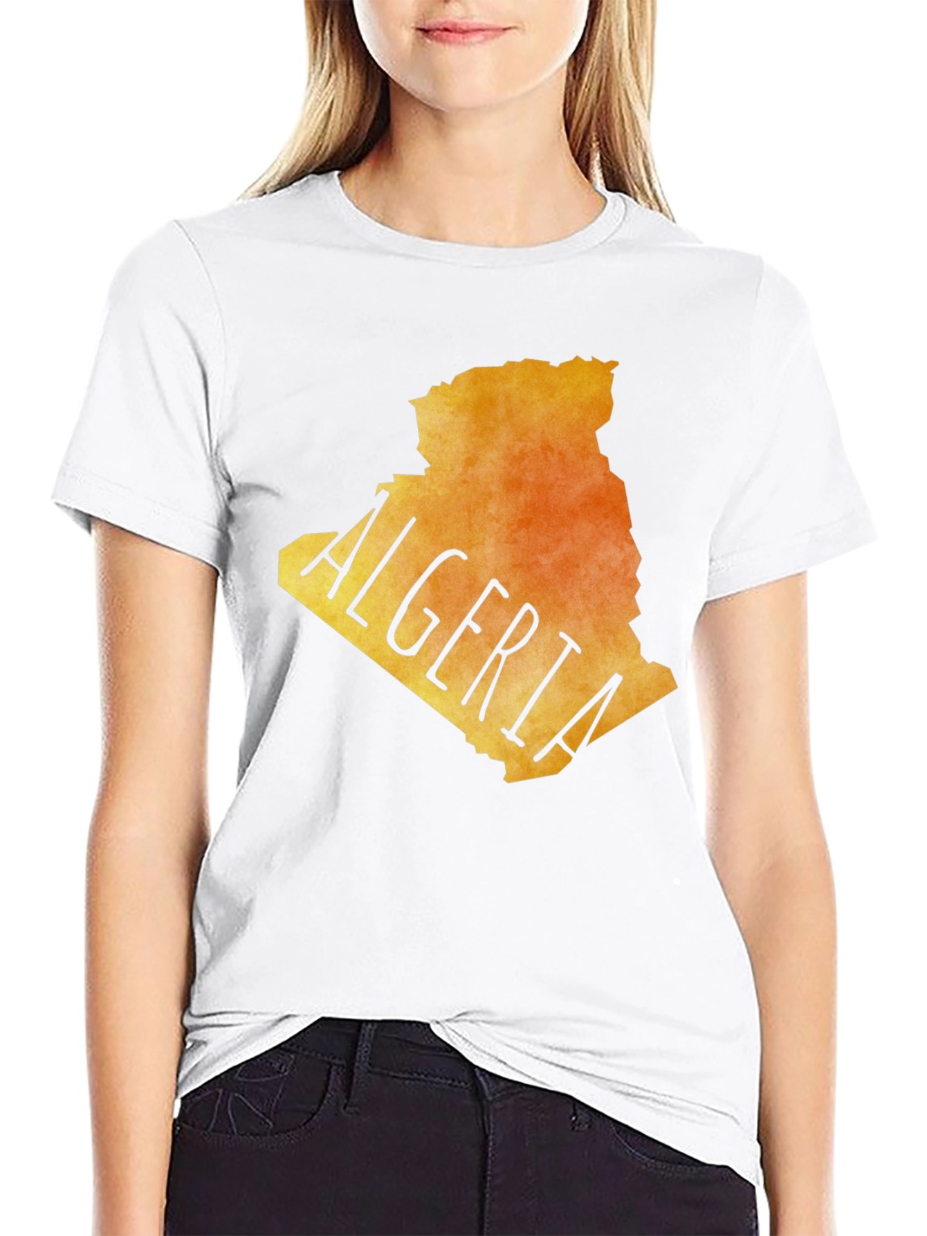 Algeria Map Graphic Tee - Black Cotton Blend T-Shirt