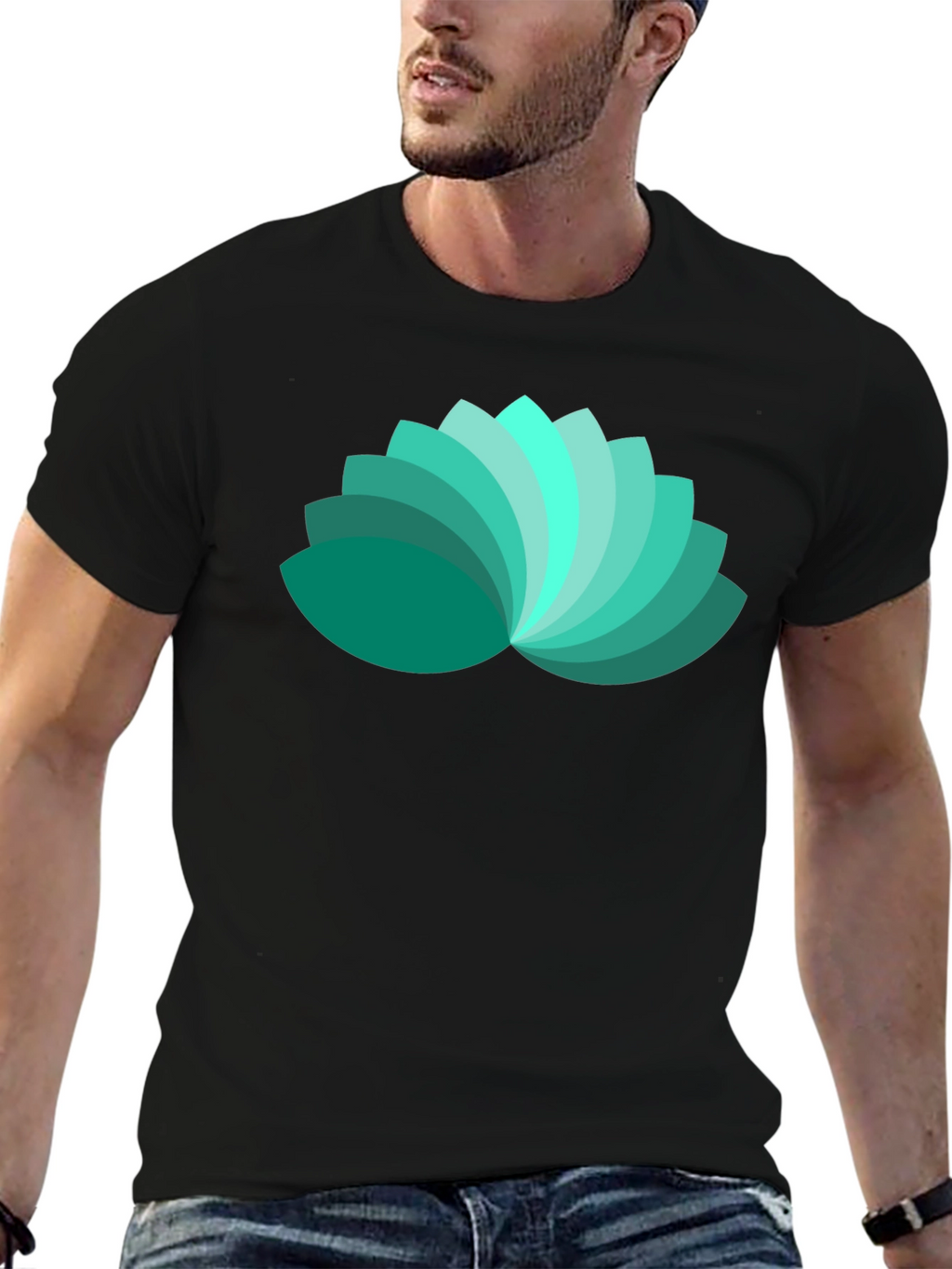 Lotus Petal Graphic Black T-Shirt
