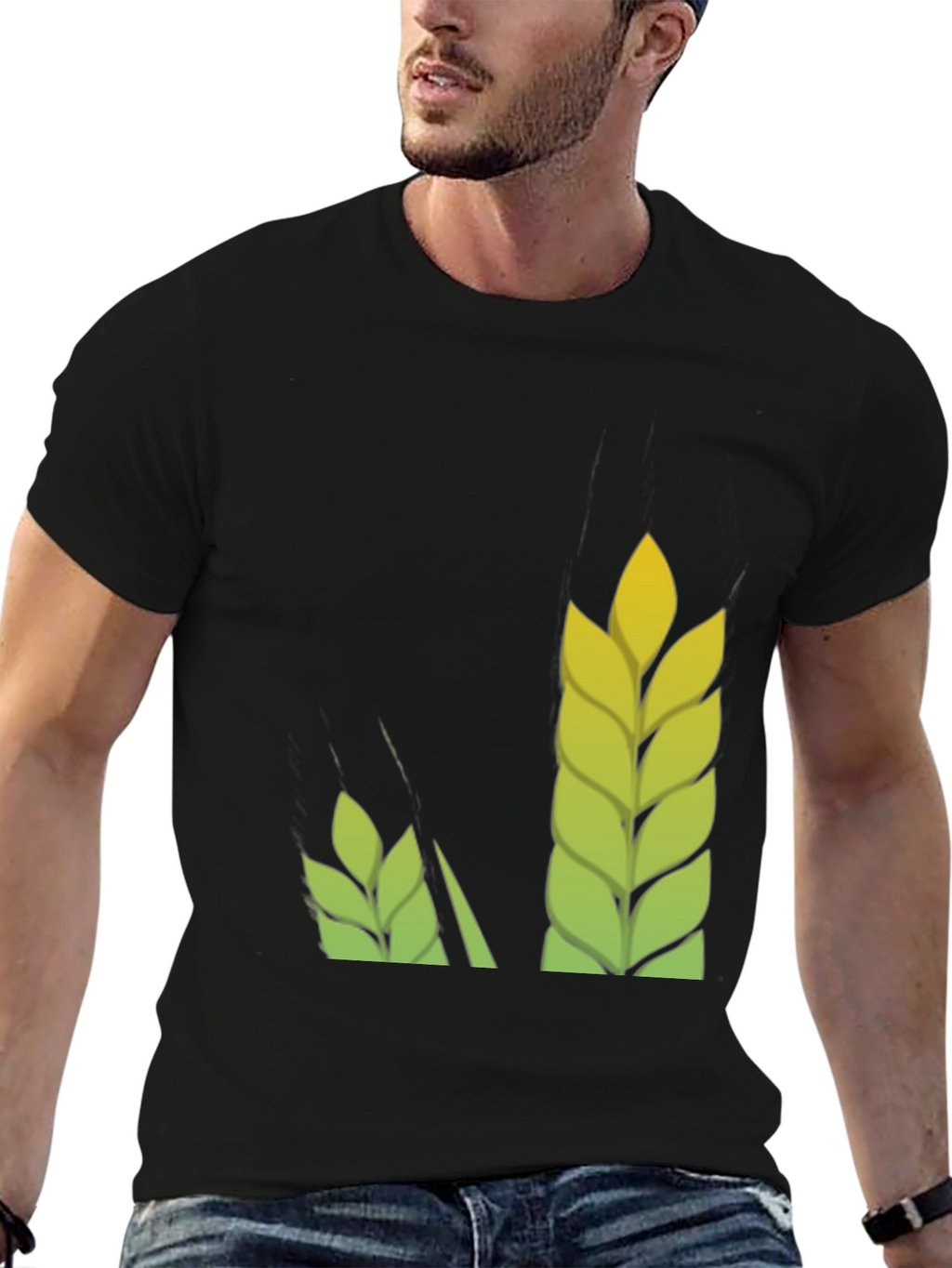 Wheat Graphic Tee - Black Cotton T-Shirt