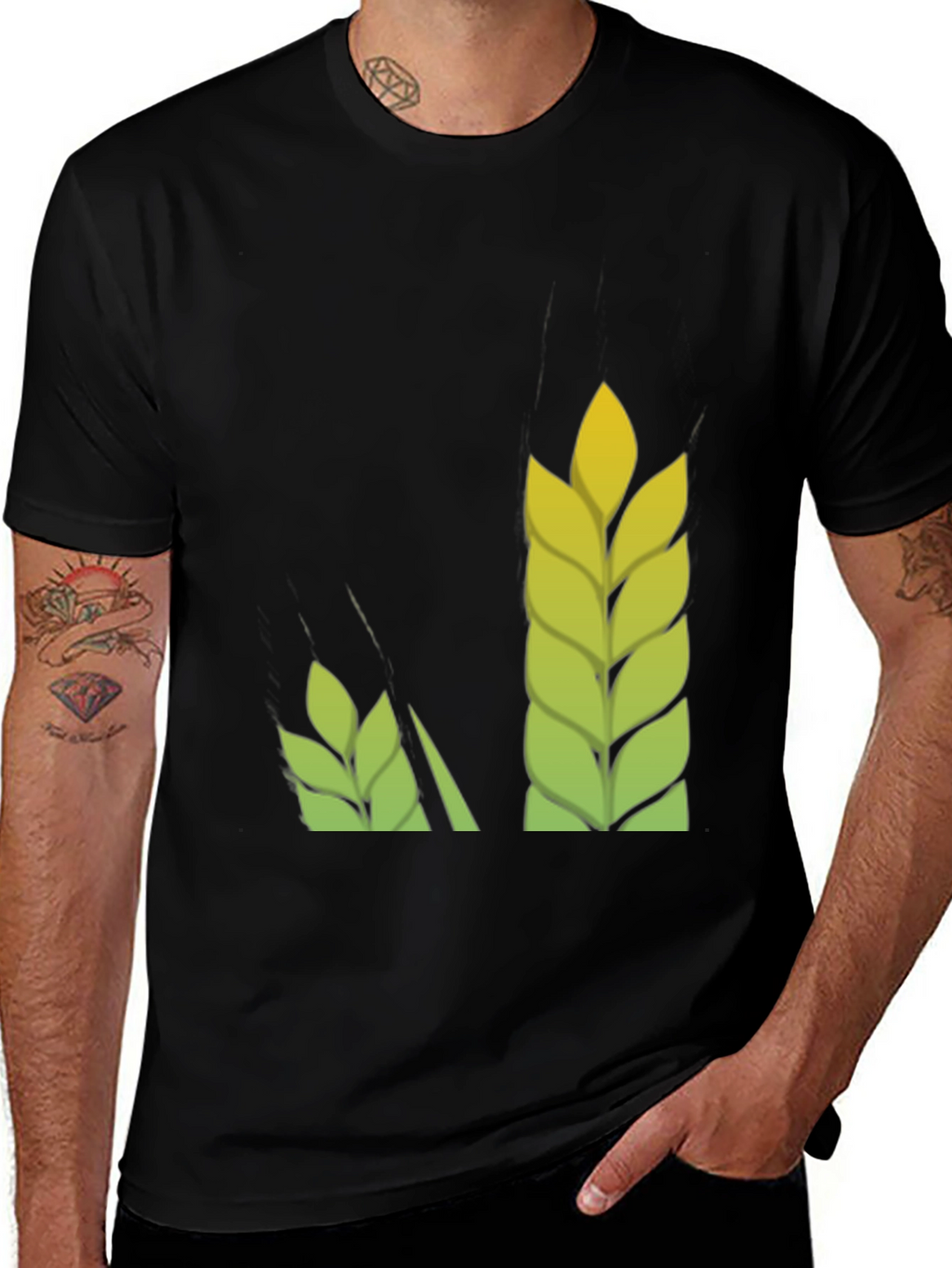 Wheat Graphic Tee - Black Cotton T-Shirt