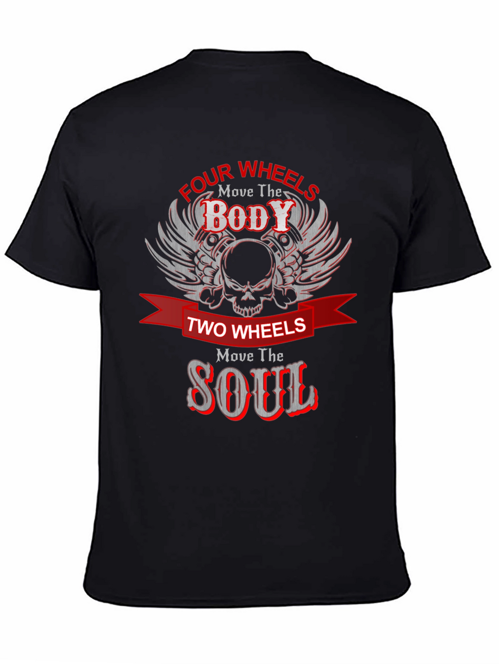 Four Wheels Move the Body Black Graphic Tee