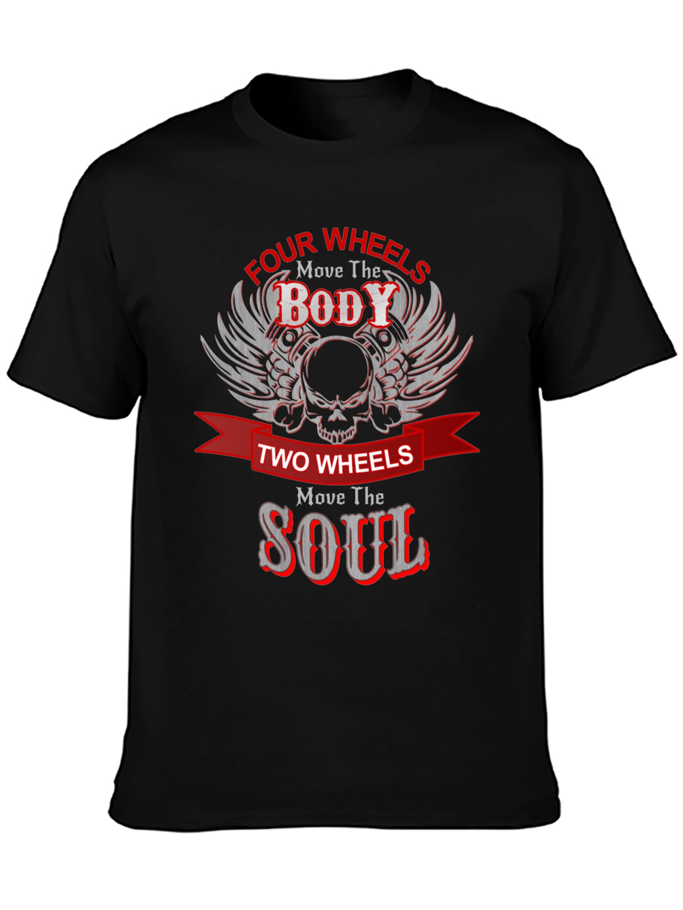 Four Wheels Move the Body Black Graphic Tee