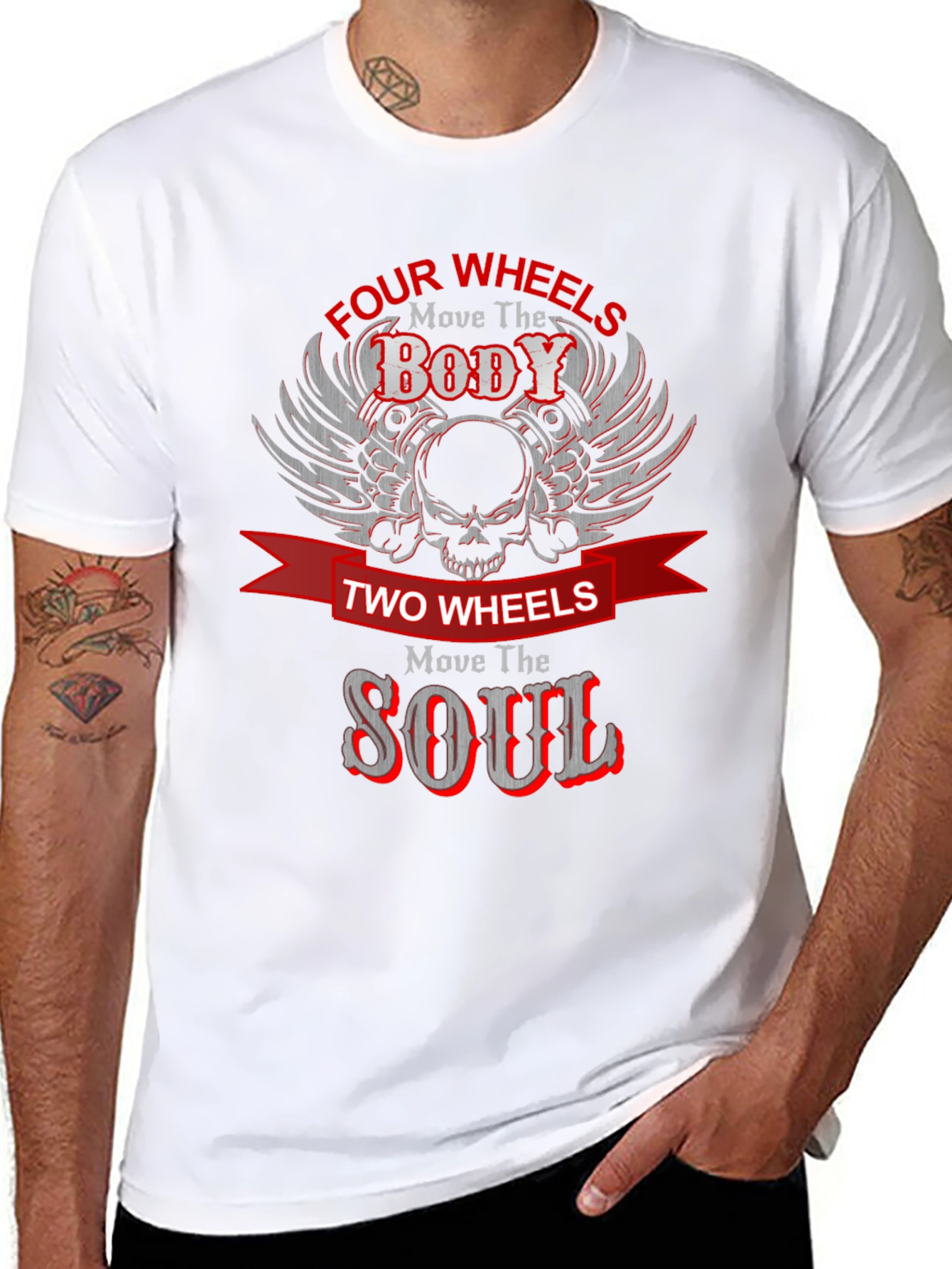 Four Wheels Move the Body Black Graphic Tee