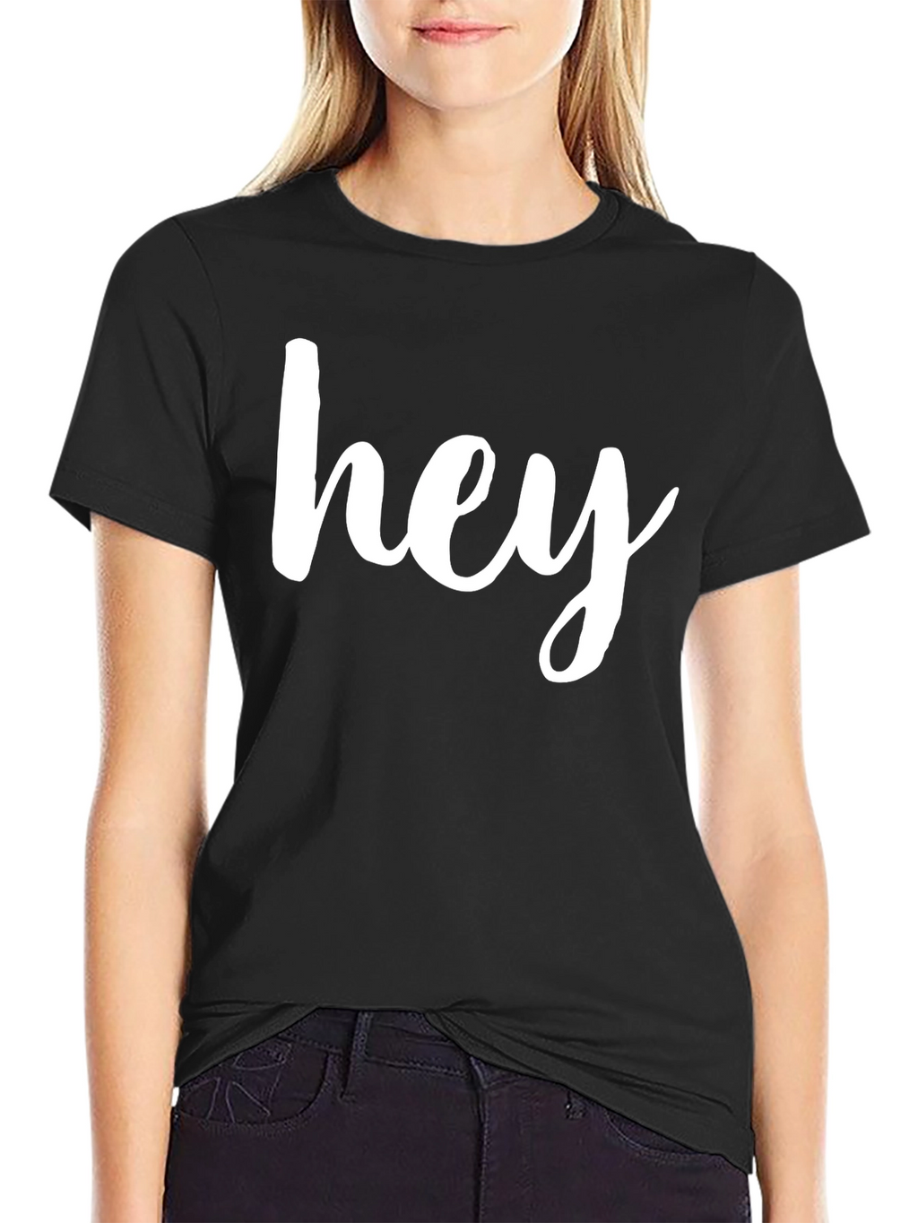 Hey Black Graphic Tee - Casual Style