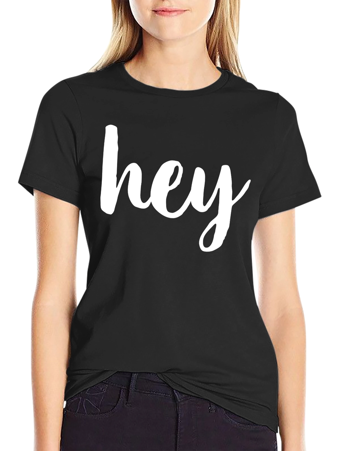 Hey Black Graphic Tee - Casual Style
