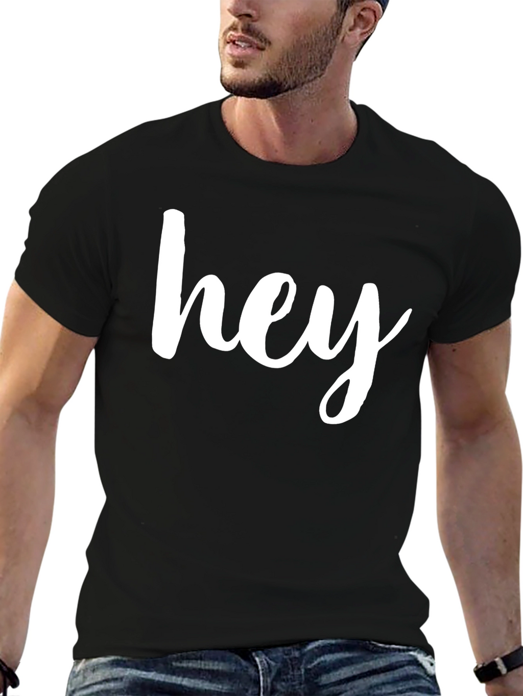 Hey Black Graphic Tee - Casual Style