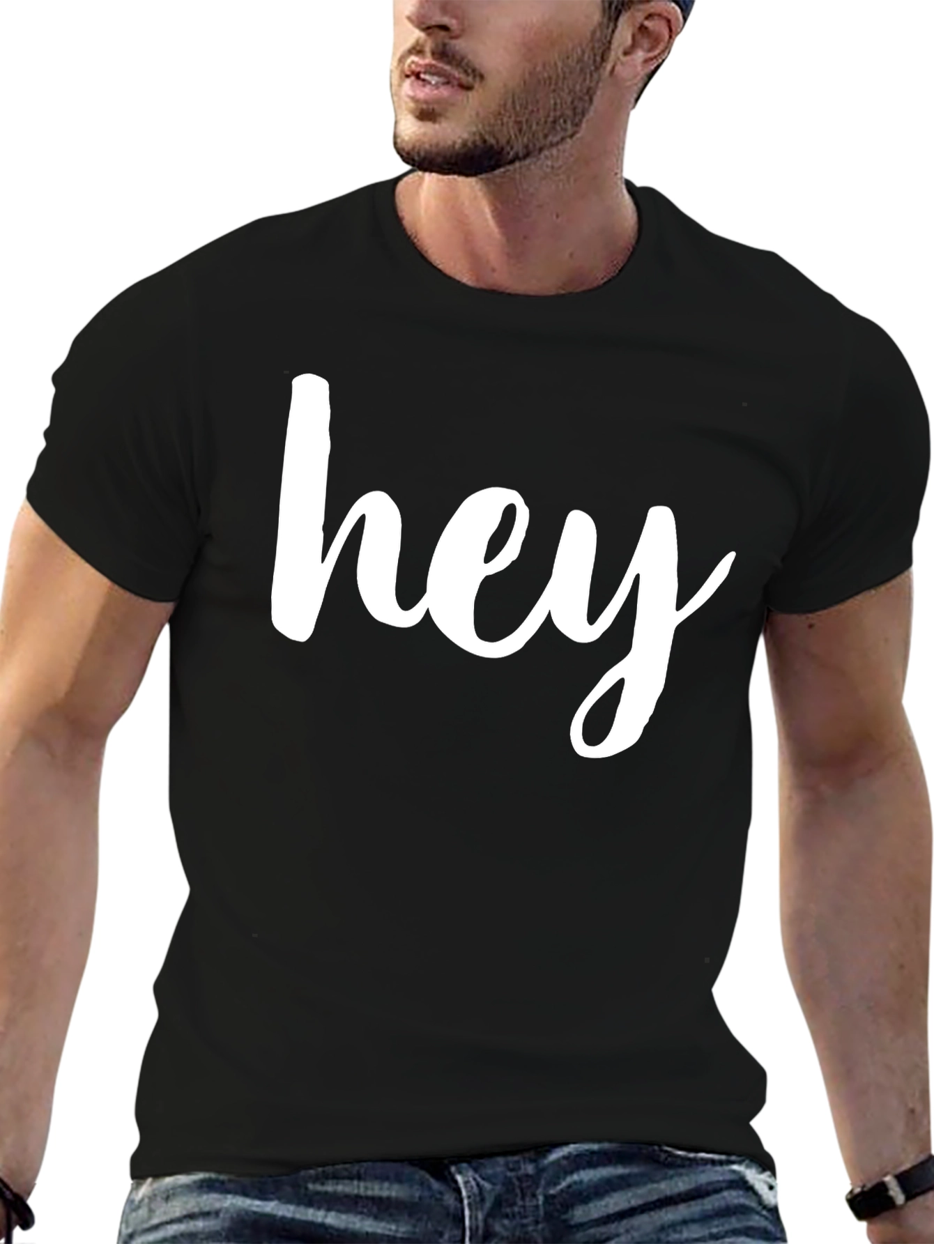 Hey Black Graphic Tee - Casual Style