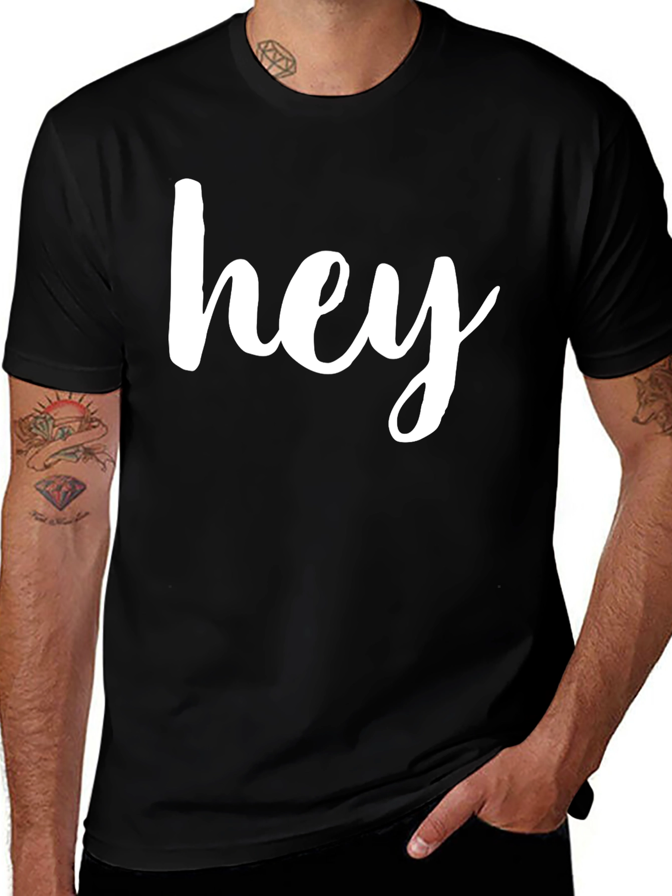 Hey Black Graphic Tee - Casual Style