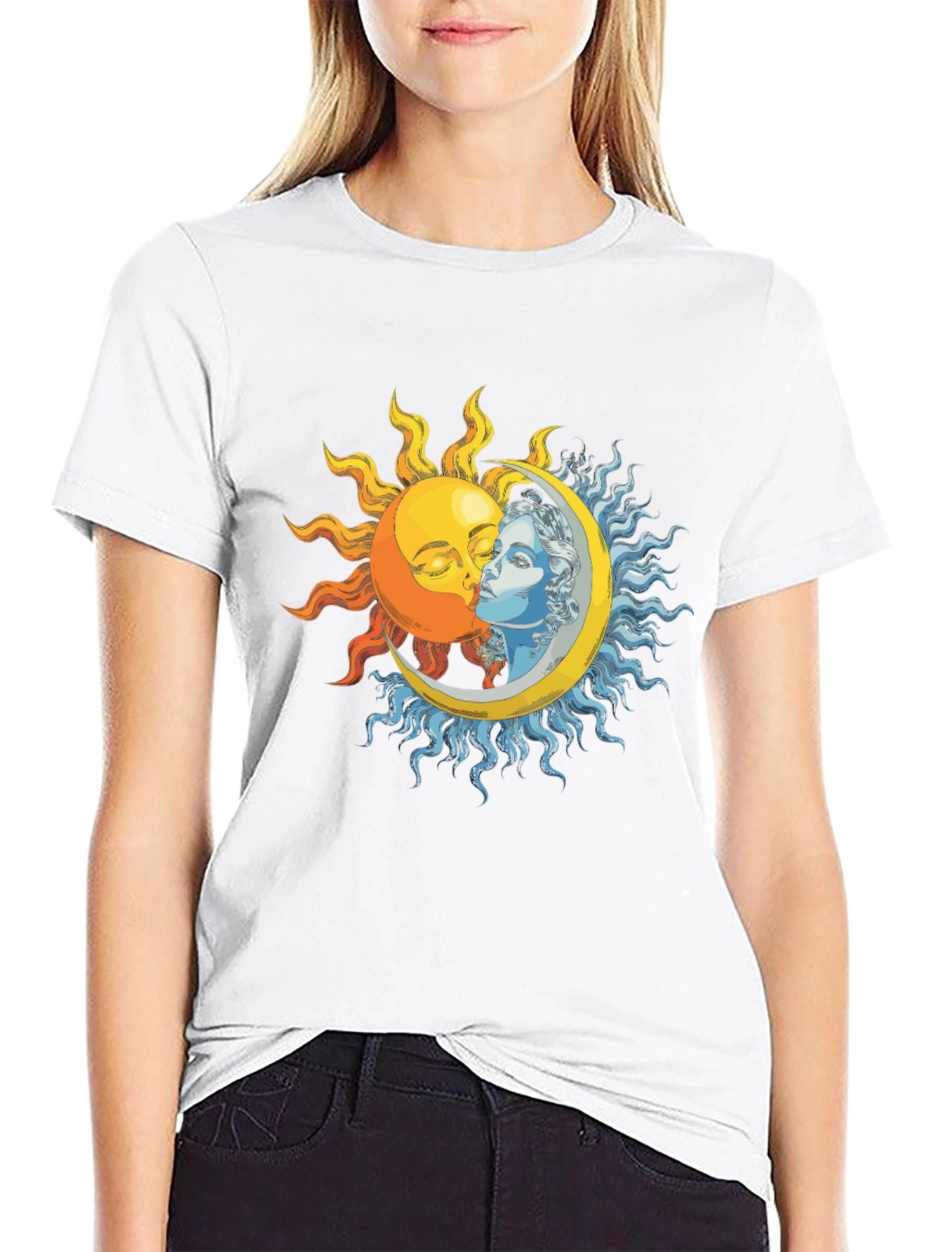Sun and Moon Graphic T-Shirt - Celestial Design