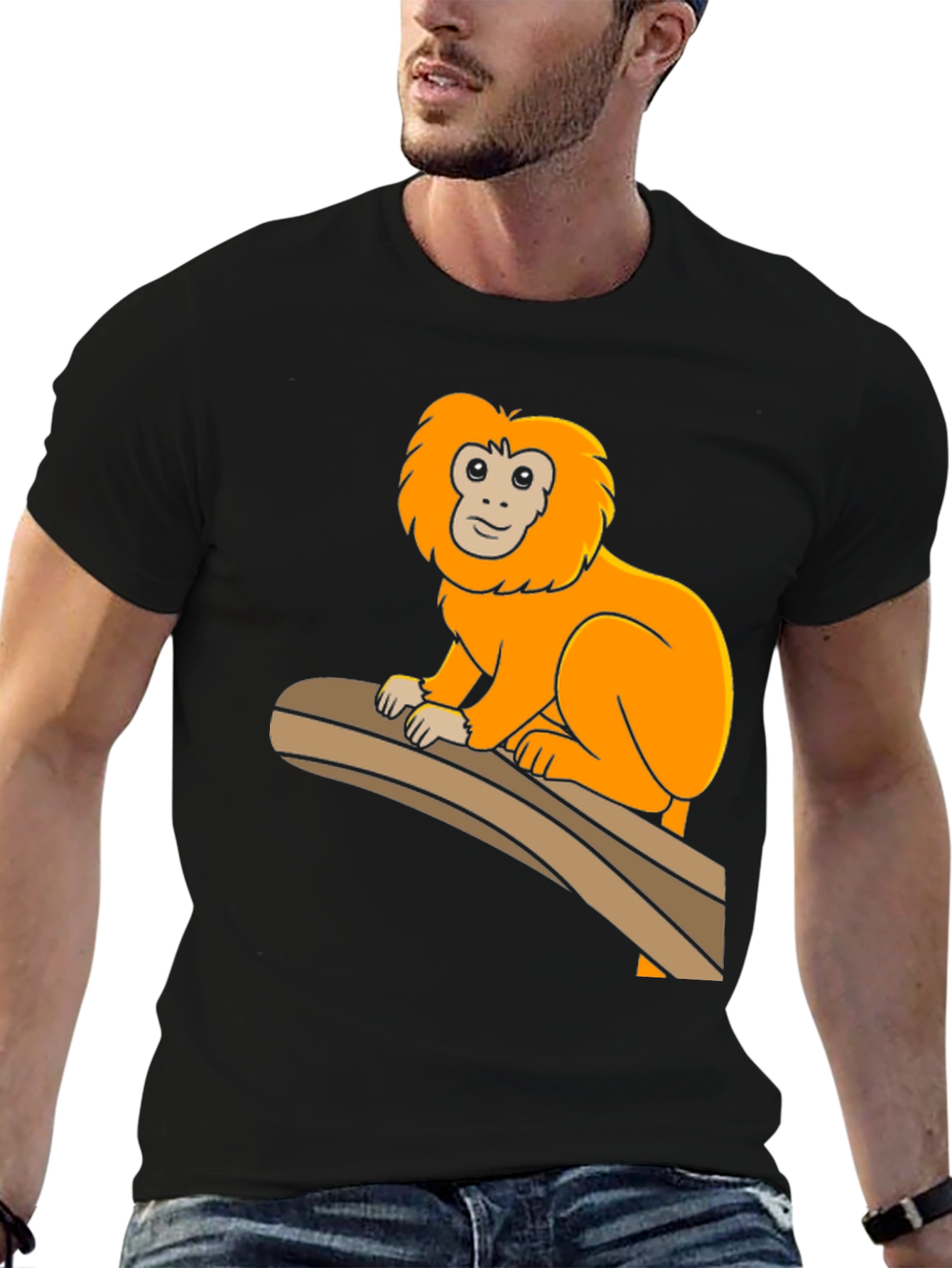 Monkey Graphic Tee - Black Cotton T-Shirt