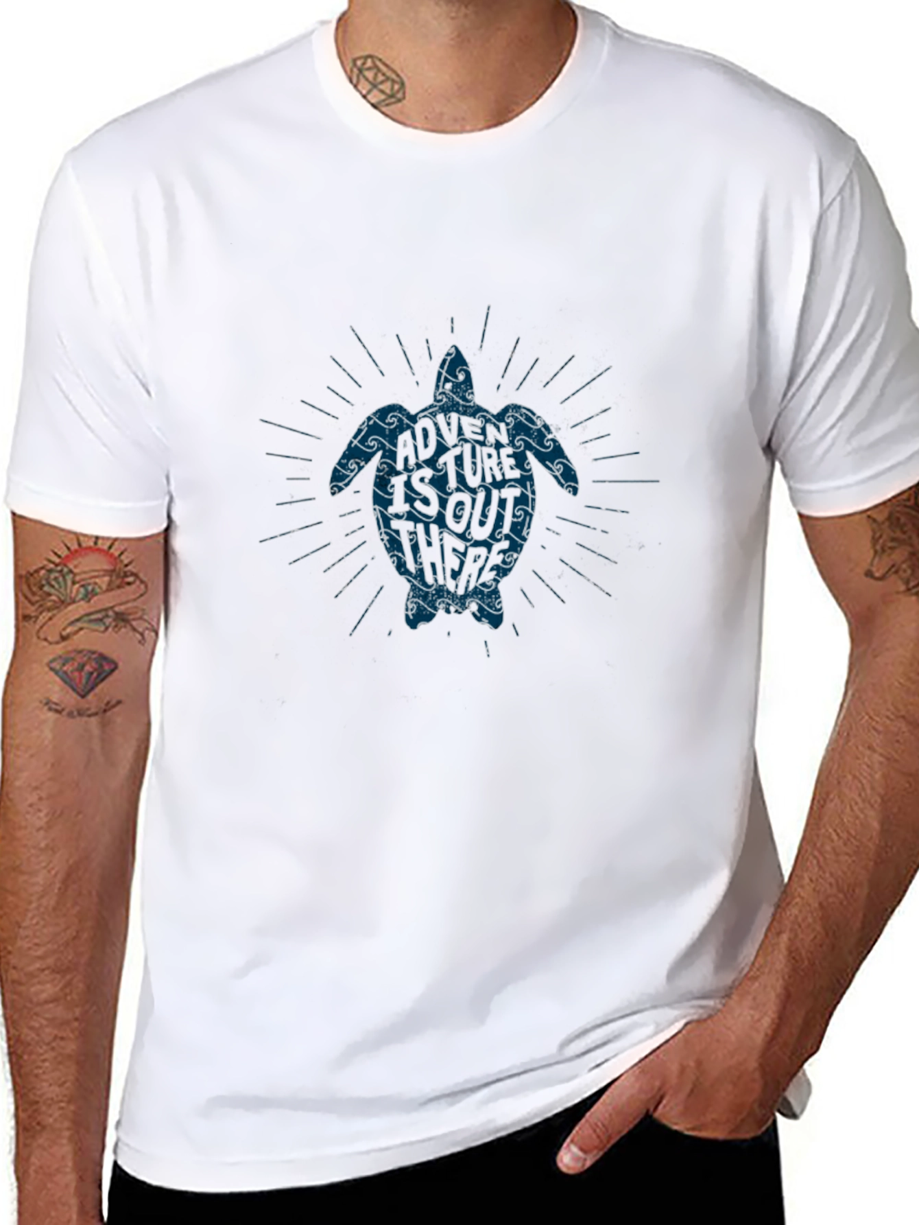 Turtle Wave Graphic Tee - Soft Black Cotton Blend