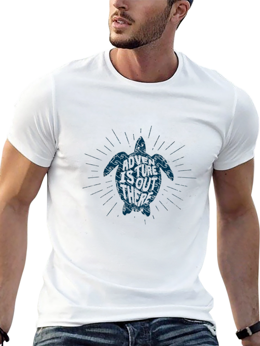 Turtle Wave Graphic Tee - Soft Black Cotton Blend