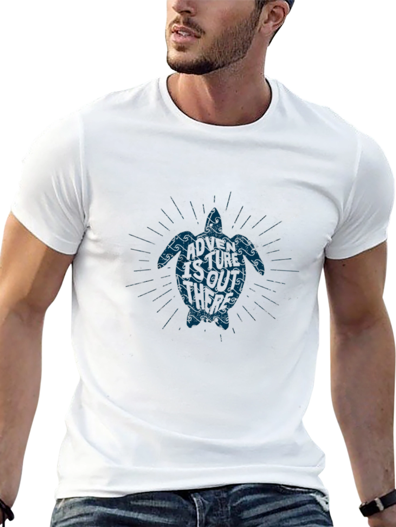 Turtle Wave Graphic Tee - Soft Black Cotton Blend