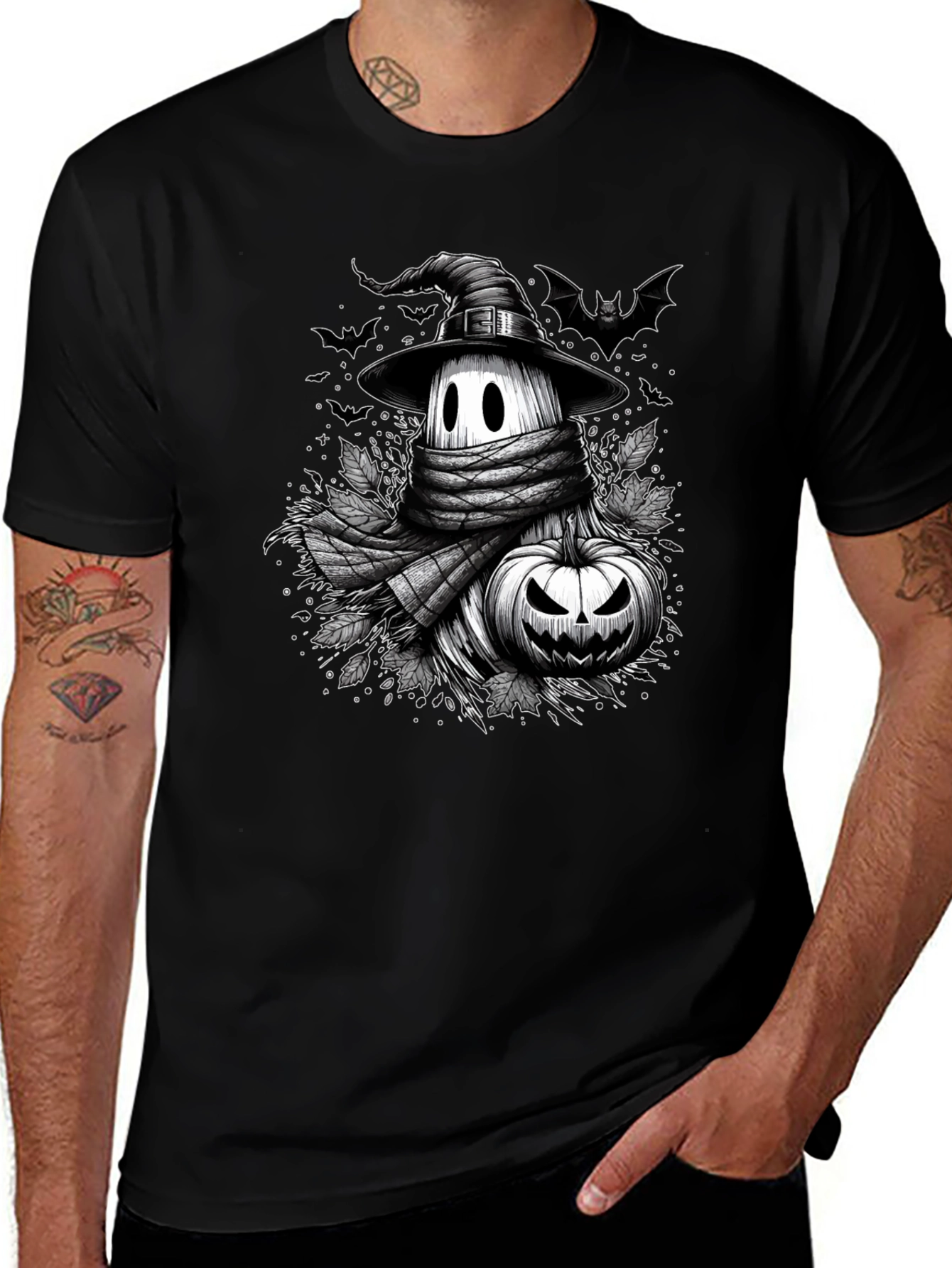 Spooky Season Halloween T-Shirt - Ghost & Pumpkin Design