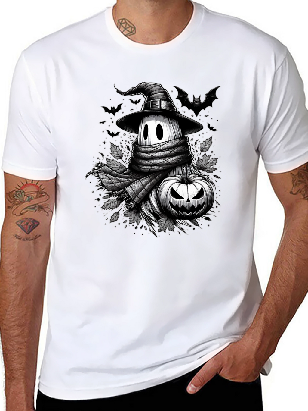 Spooky Season Halloween T-Shirt - Ghost & Pumpkin Design