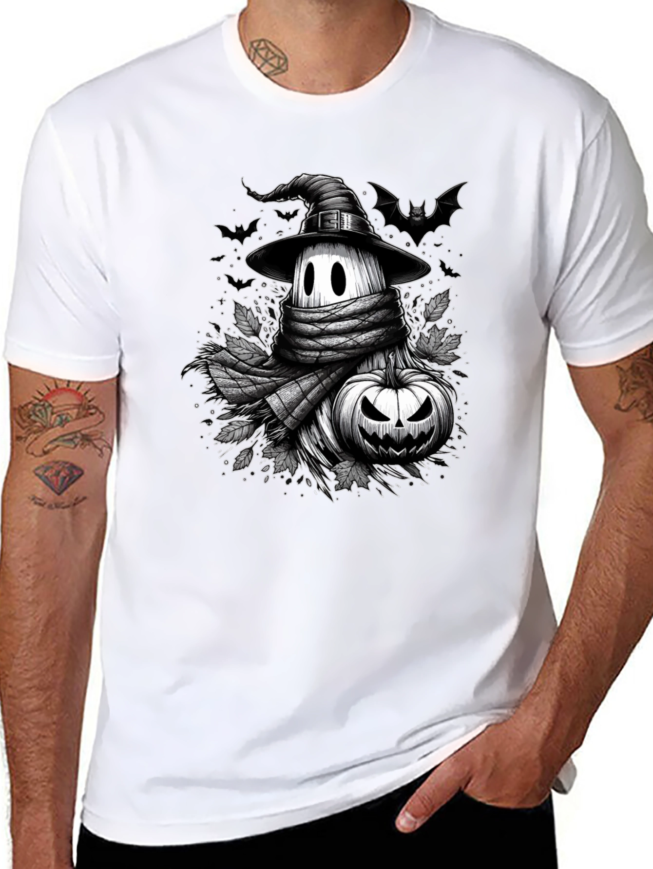 Spooky Season Halloween T-Shirt - Ghost & Pumpkin Design