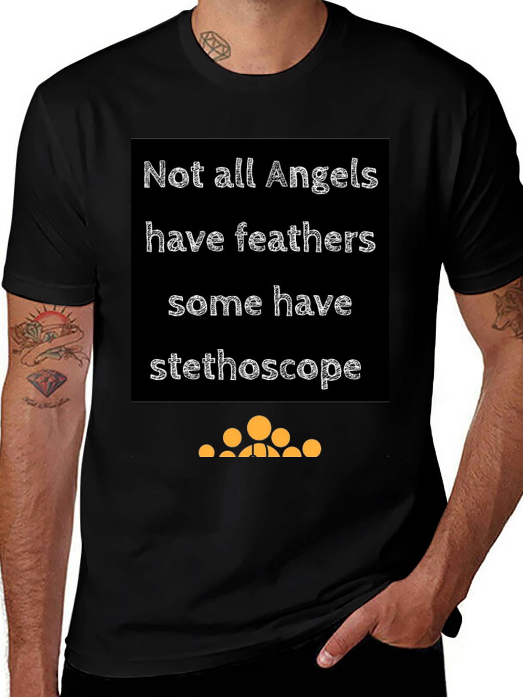 Angel Stethoscope Graphic Tee - Black Cotton T-Shirt