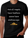 Angel Stethoscope Graphic Tee - Black Cotton T-Shirt