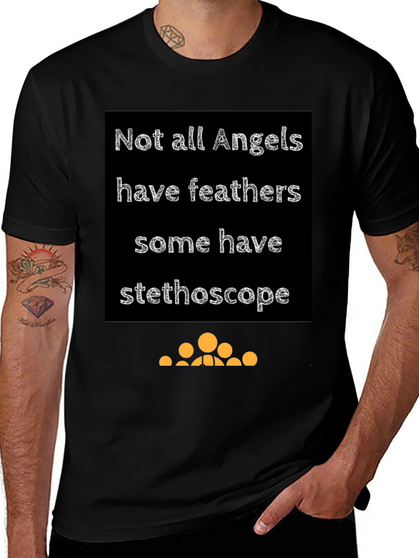 Angel Stethoscope Graphic Tee - Black Cotton T-Shirt