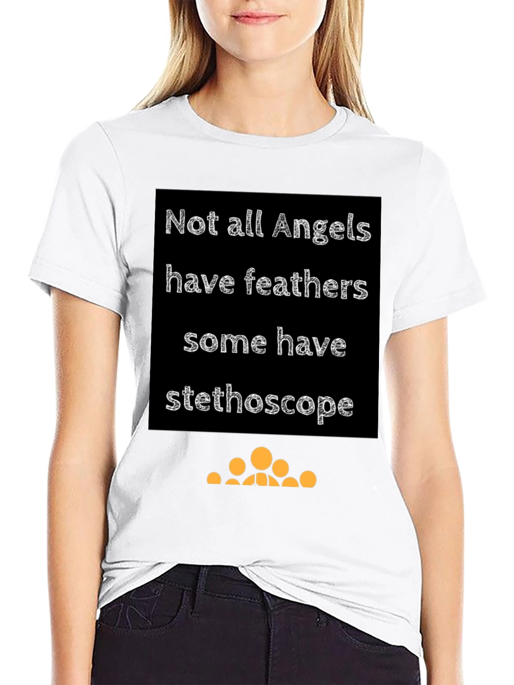 Angel Stethoscope Graphic Tee - Black Cotton T-Shirt