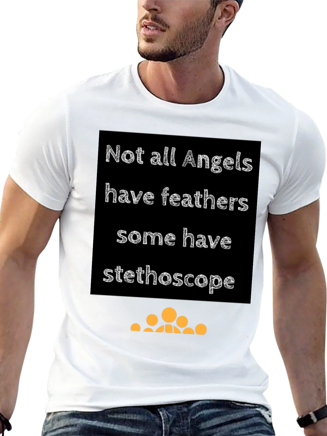 Angel Stethoscope Graphic Tee - Black Cotton T-Shirt