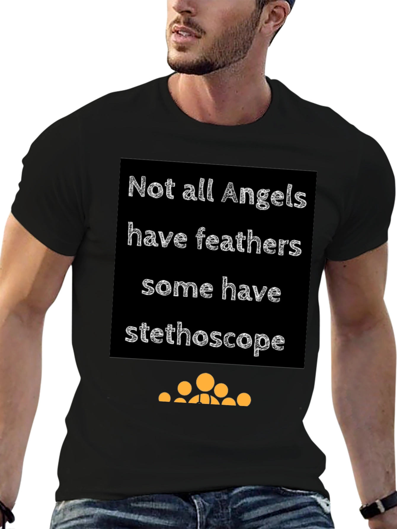 Angel Stethoscope Graphic Tee - Black Cotton T-Shirt