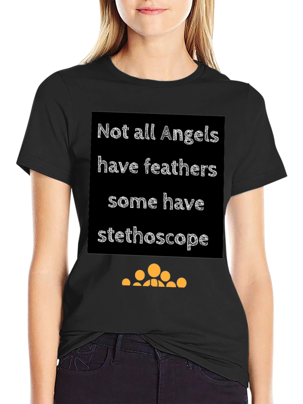 Angel Stethoscope Graphic Tee - Black Cotton T-Shirt