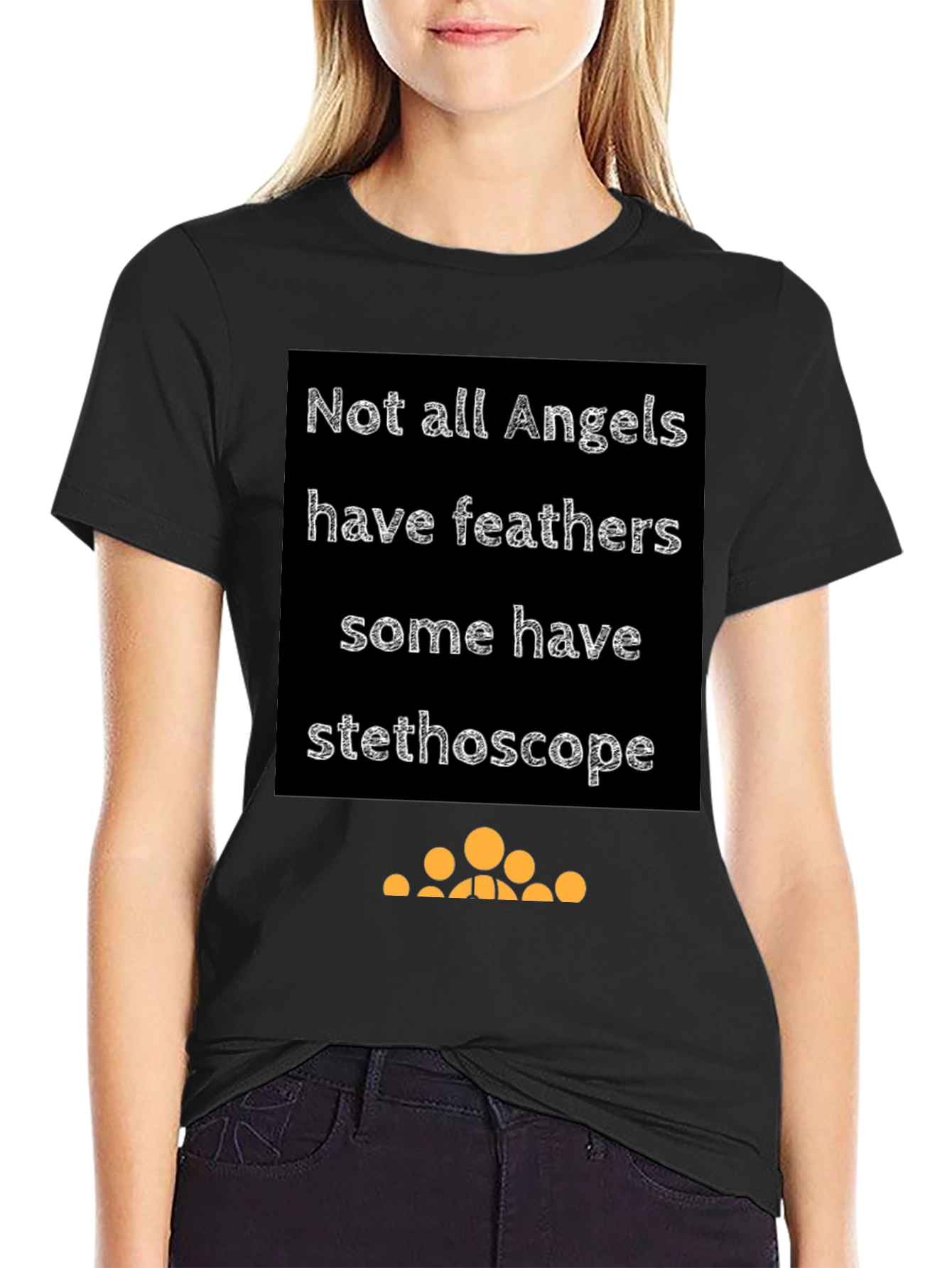 Angel Stethoscope Graphic Tee - Black Cotton T-Shirt