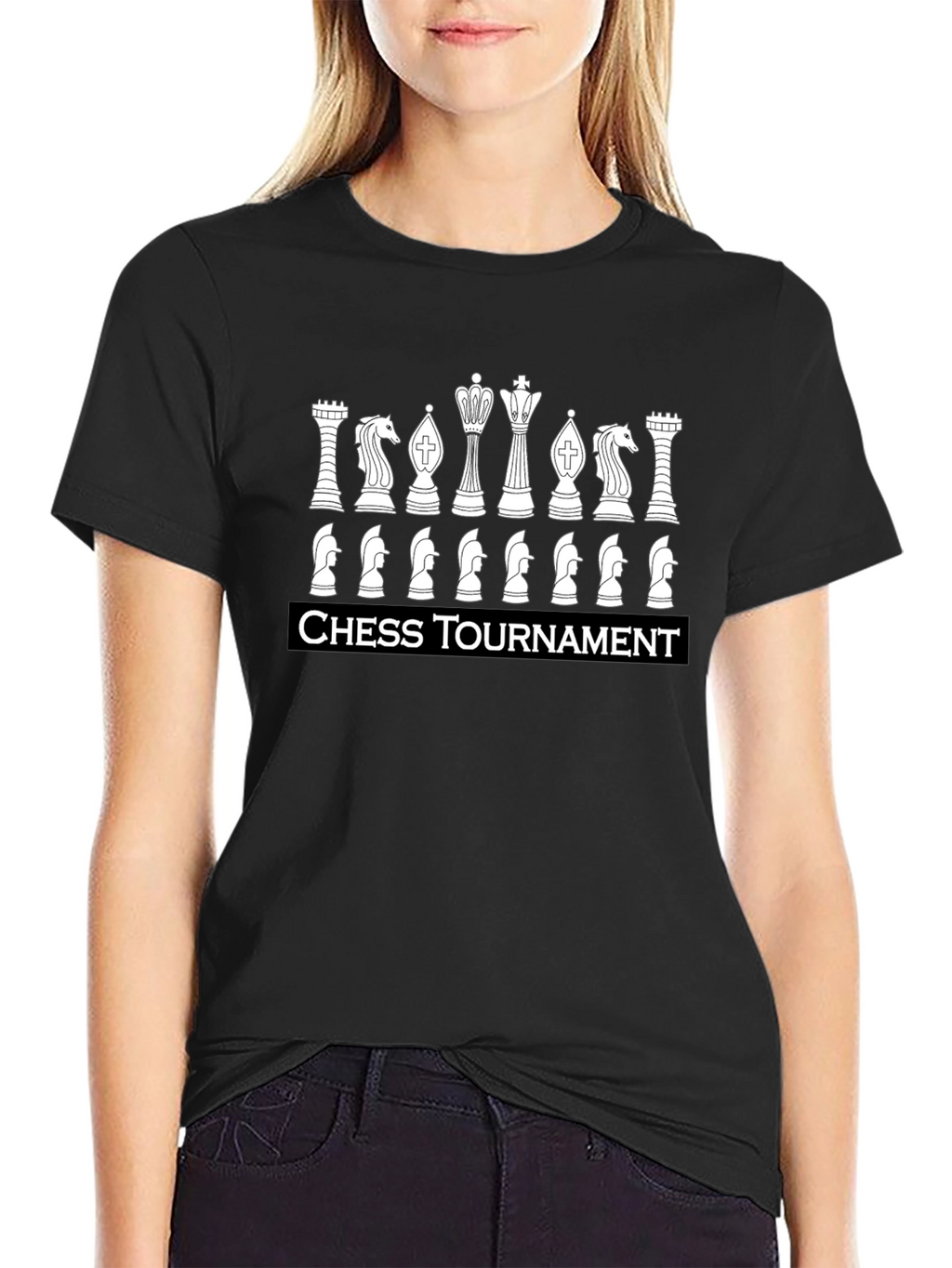Chess Tournament Graphic T-Shirt - Black Casual Tee
