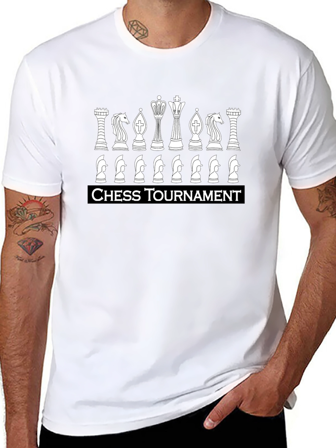 Chess Tournament Graphic T-Shirt - Black Casual Tee