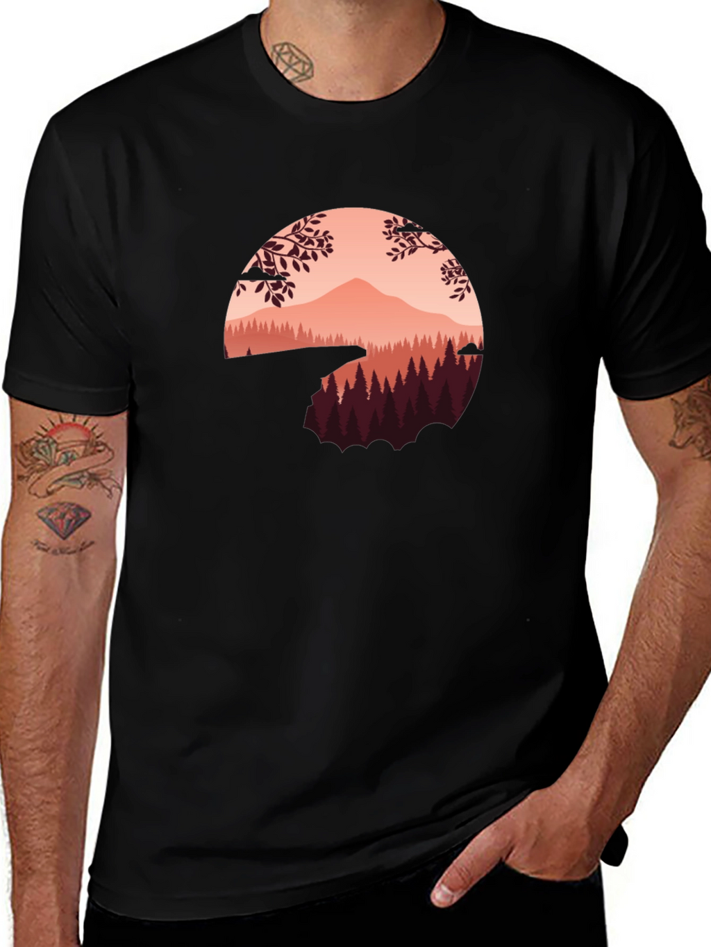 Nature Graphic T-Shirt - Mountain Scene Tee