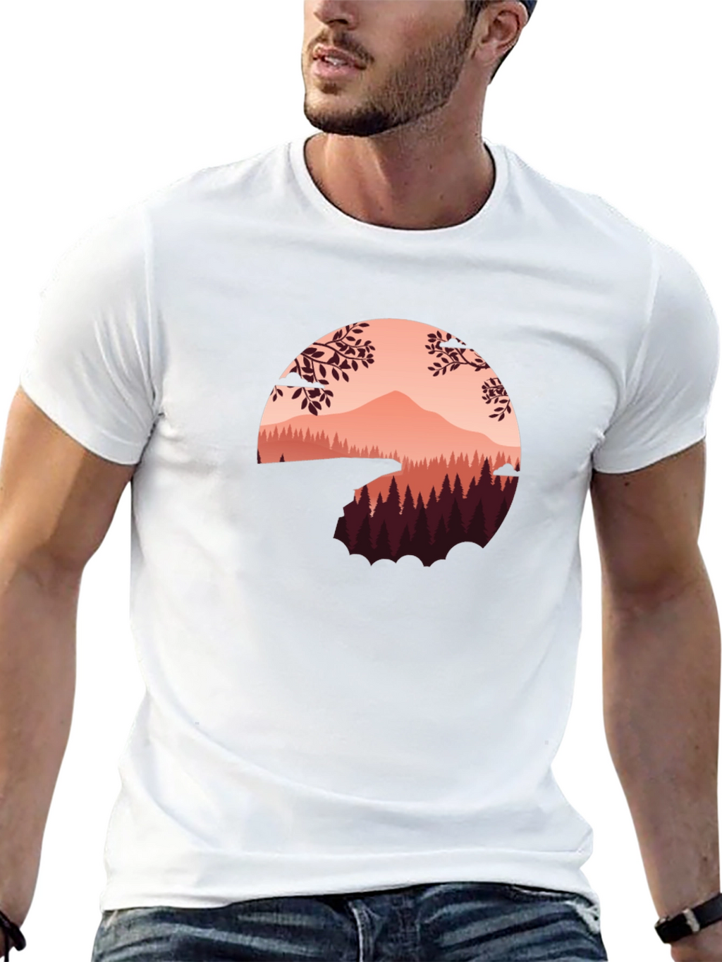 Nature Graphic T-Shirt - Mountain Scene Tee