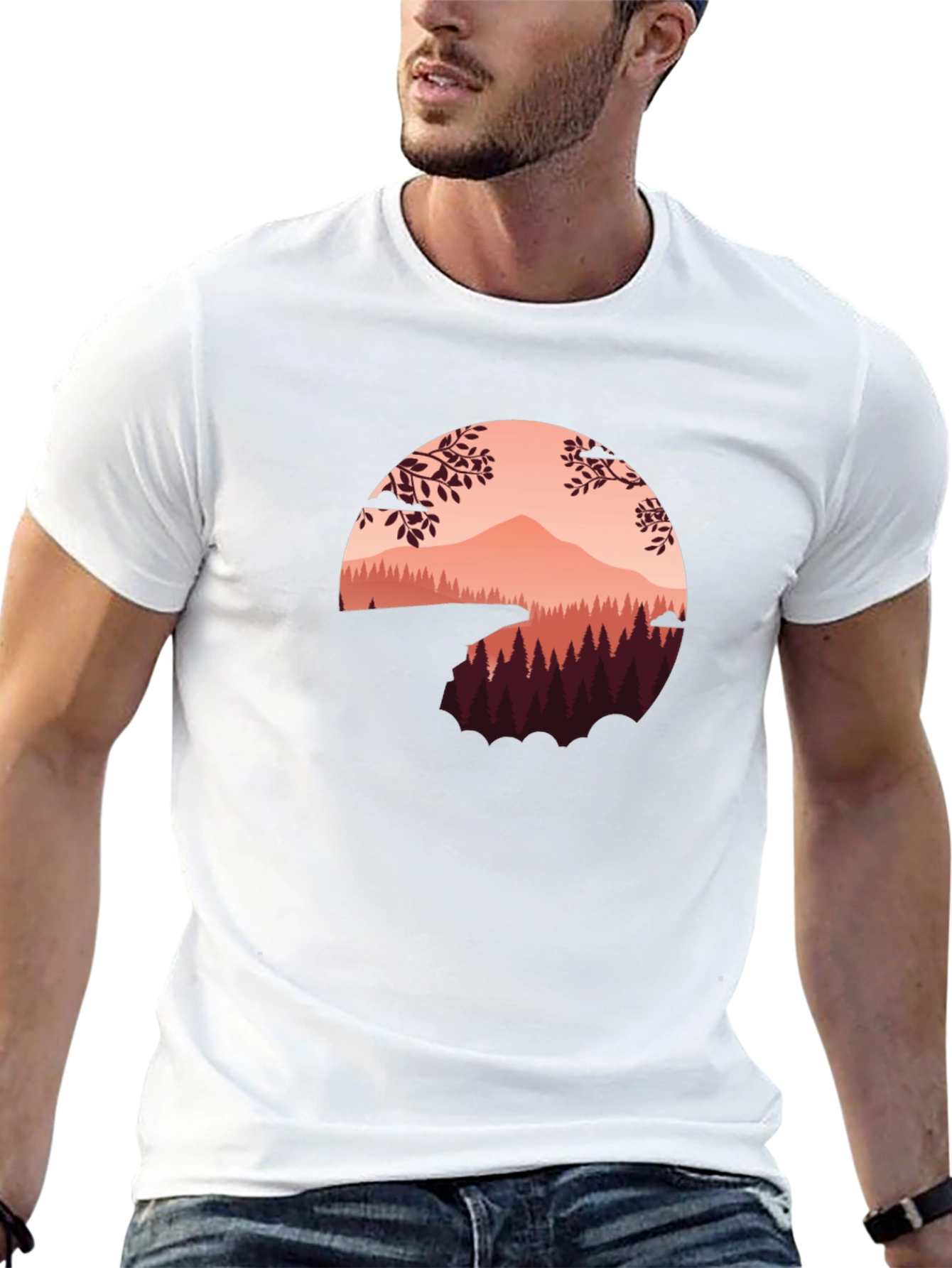 Nature Graphic T-Shirt - Mountain Scene Tee