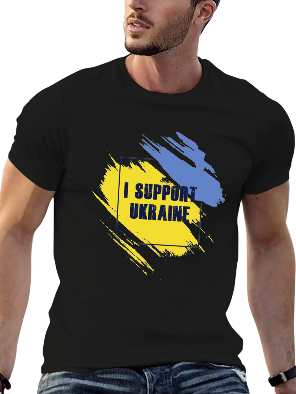 I Support Ukraine T-Shirt - Black Cotton Tee