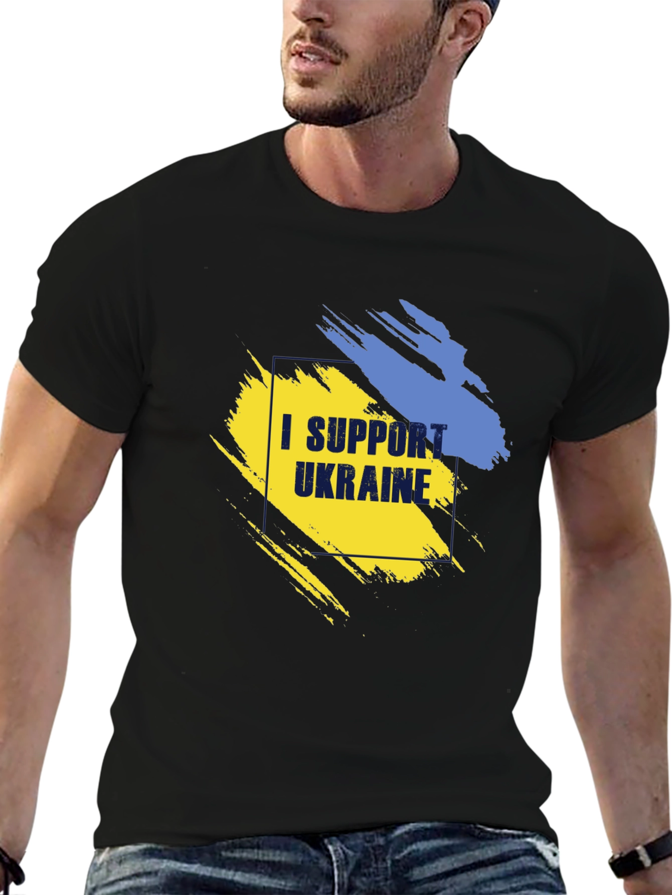 I Support Ukraine T-Shirt - Black Cotton Tee