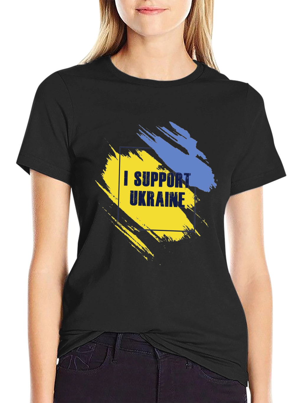 I Support Ukraine T-Shirt - Black Cotton Tee
